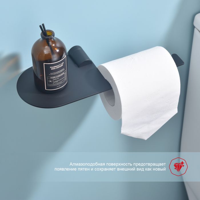 Бумагодержатель с полочкой для телефона Raglo черный R300.03.06