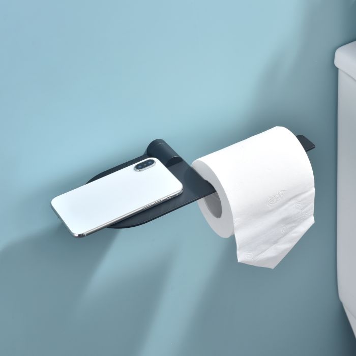 Бумагодержатель с полочкой для телефона Raglo черный R300.03.06