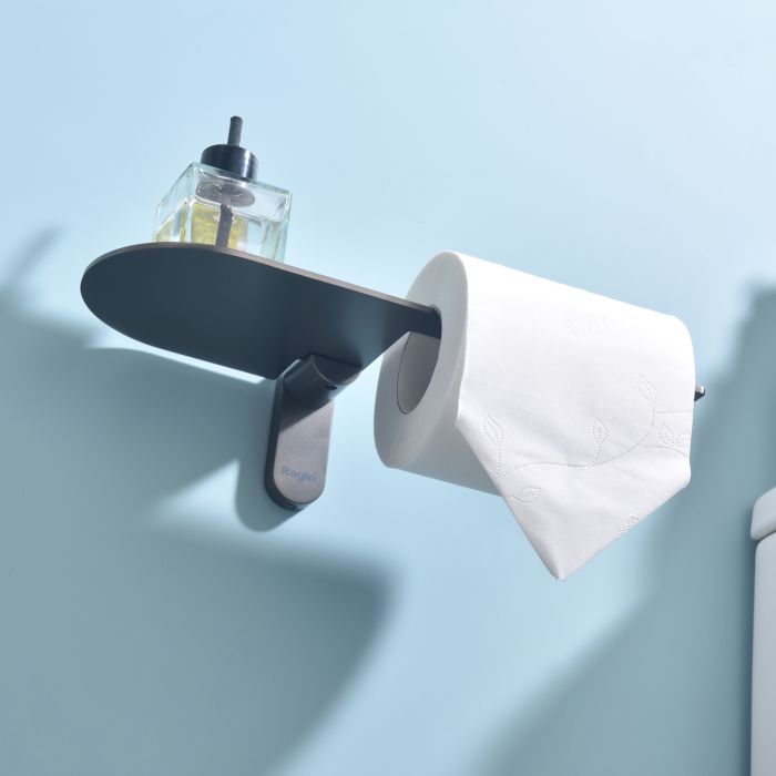 Бумагодержатель с полочкой для телефона Raglo графит R300.03.09