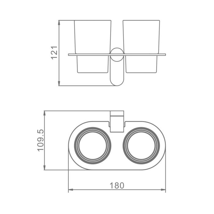 Держатель + 2 Стакана Raglo черный R300.08.06