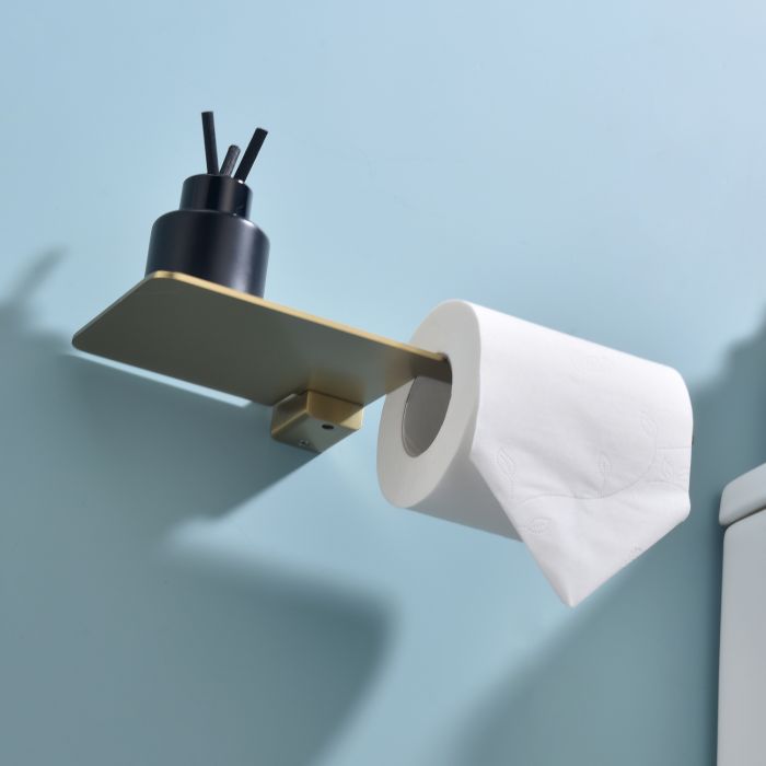 Бумагодержатель с полочкой для телефона Raglo сатин золото R301.03.03