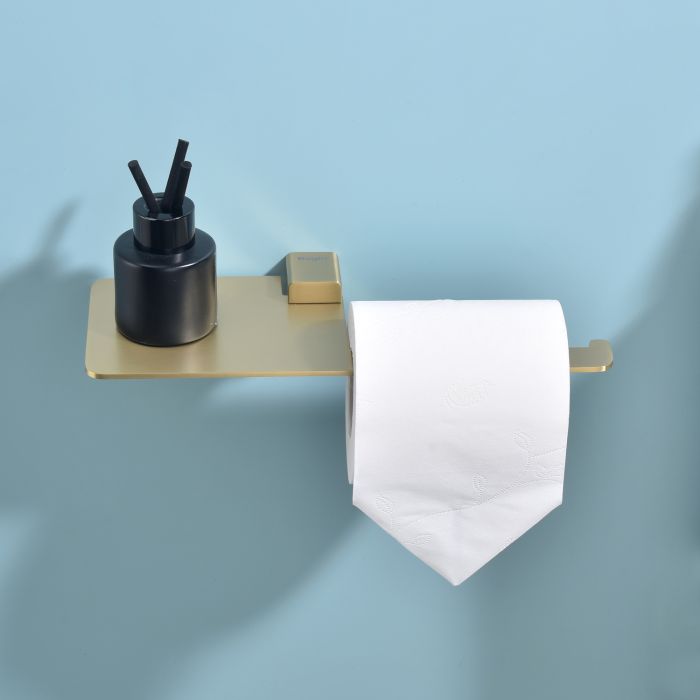 Бумагодержатель с полочкой для телефона Raglo сатин золото R301.03.03