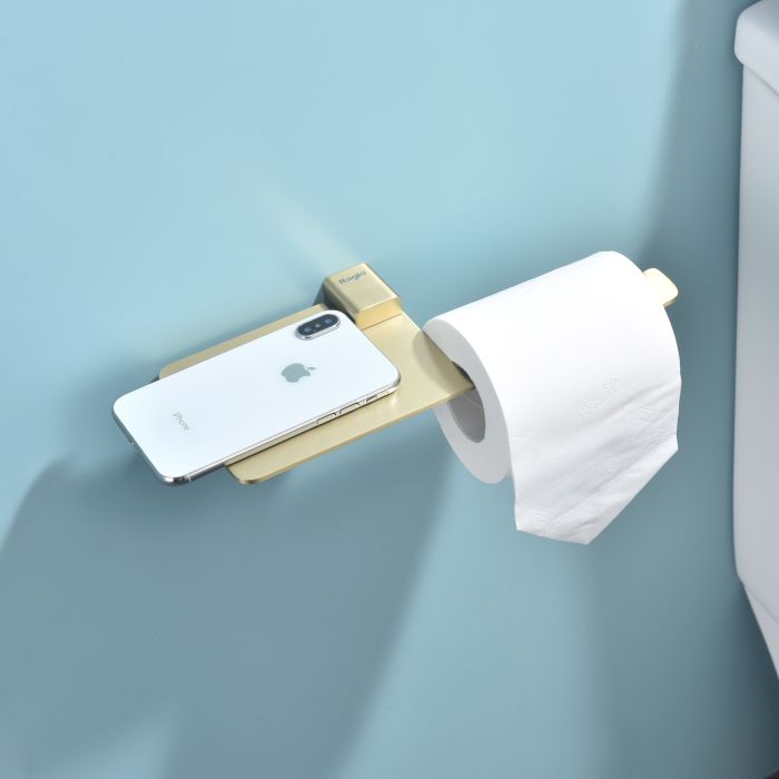 Бумагодержатель с полочкой для телефона Raglo сатин золото R301.03.03