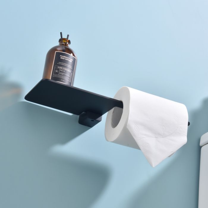 Бумагодержатель с полочкой для телефона Raglo черный R301.03.06