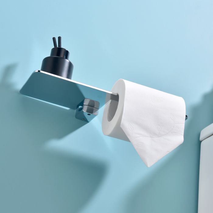 Бумагодержатель с полочкой для телефона Raglo хром R301.03