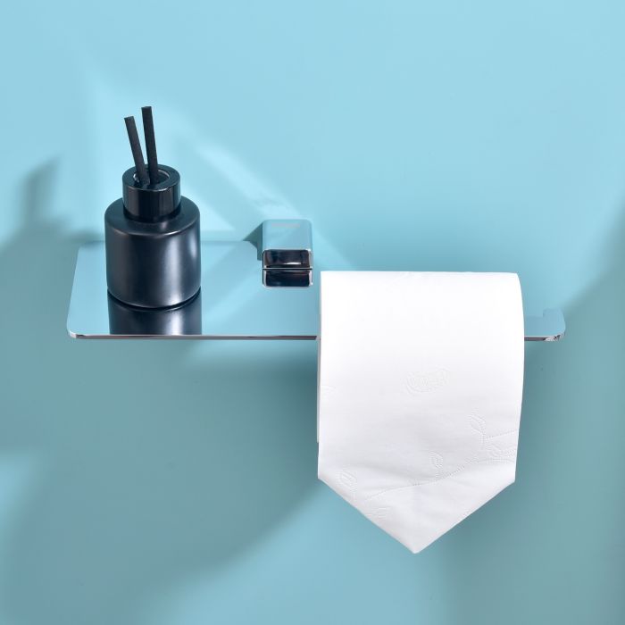 Бумагодержатель с полочкой для телефона Raglo хром R301.03