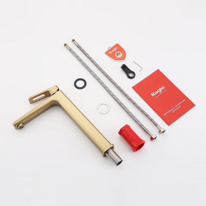 Смеситель для раковины высокий Raglo сатин золото R51.15.03