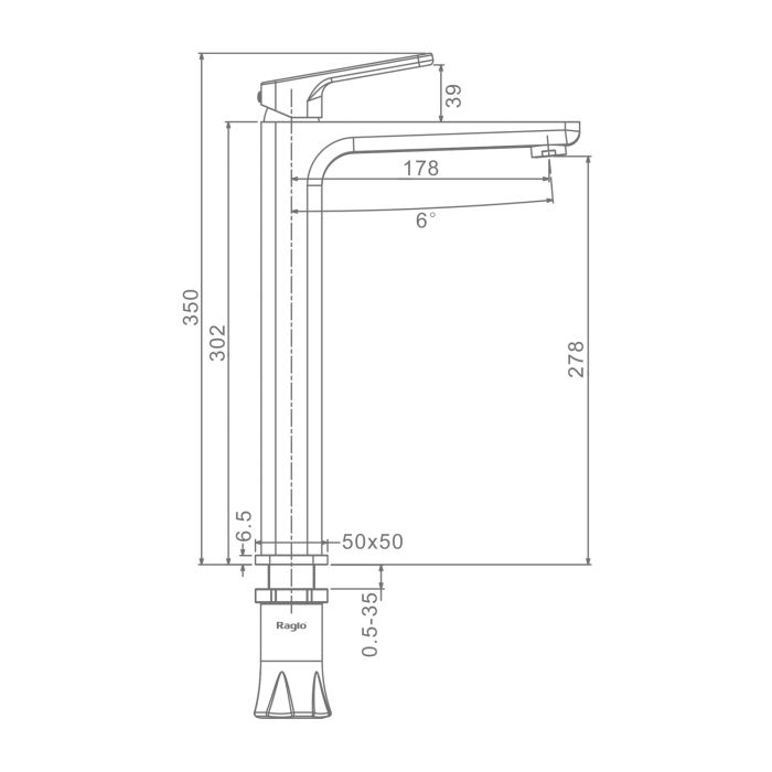 Смеситель для раковины высокий Raglo хром R51.15