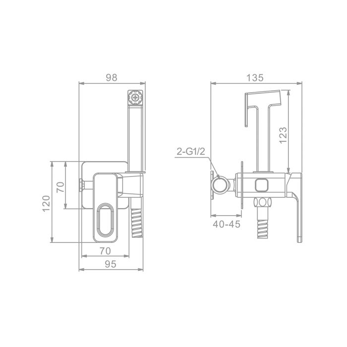 Смеситель с гигиеническим душем Raglo золотой сатин R51.52.03