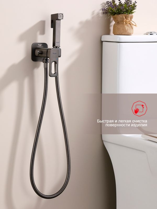 Смеситель с гигиеническим душем Raglo оружейная сталь R51.52.09