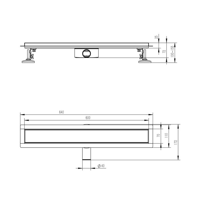 Трап для душа 70*600мм Raglo матовая медь R652.60.33