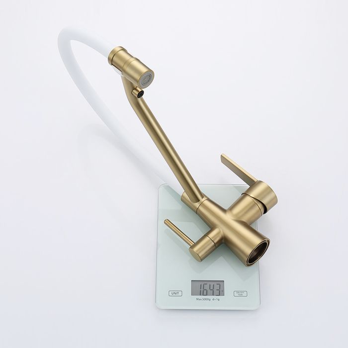 Смеситель для кухни со съемным изливом на магните и подключением фильтра питьевой воды Raglo сатин золото R80.62.03