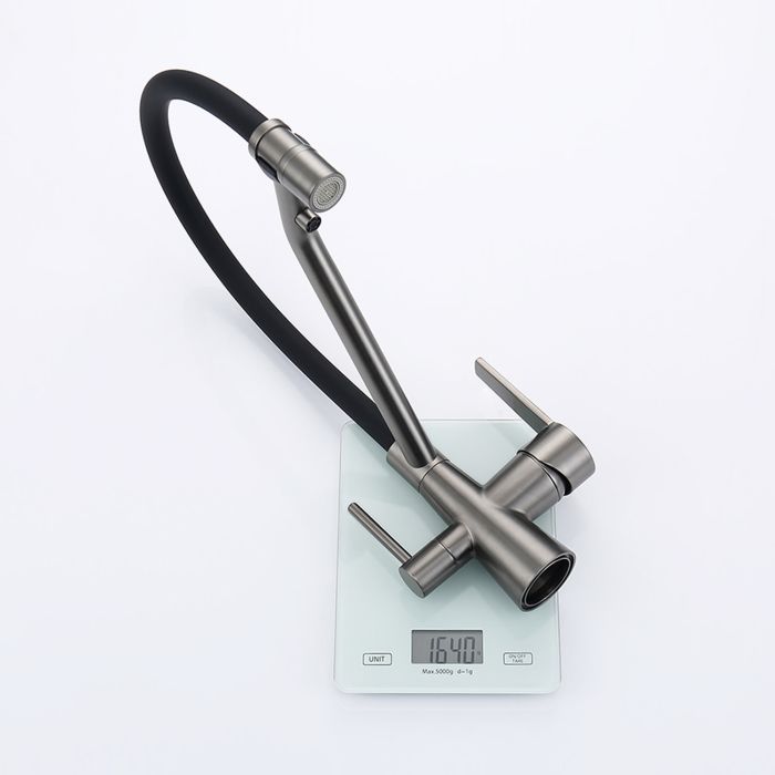 Смеситель для кухни со съемным изливом на магните и подключением фильтра питьевой воды Raglo графит R80.62.09