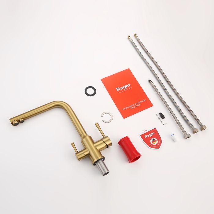Смеситель для кухни с подключением к фильтру питьевой воды Raglo сатин золото R81.61.03