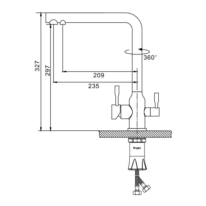 Смеситель для кухни с подключением к фильтру питьевой воды Raglo сатин золото R81.61.03
