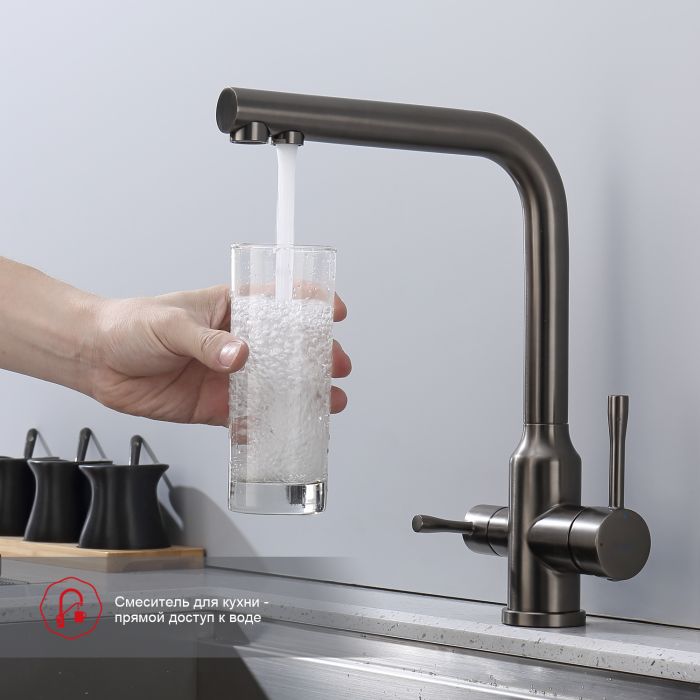 Смеситель для кухни с подключением к фильтру питьевой воды Raglo графит R81.61.09