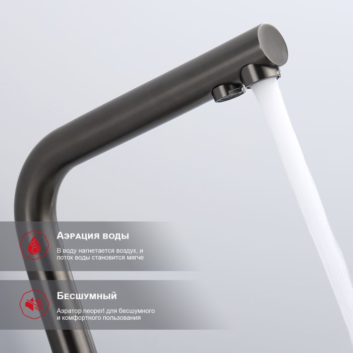 Смеситель для кухни с подключением к фильтру питьевой воды Raglo графит R81.61.09