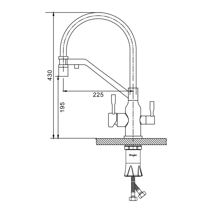 Смеситель для кухни со съемным изливом на магните и подключением фильтра питьевой воды Raglo сатин R81.62.05
