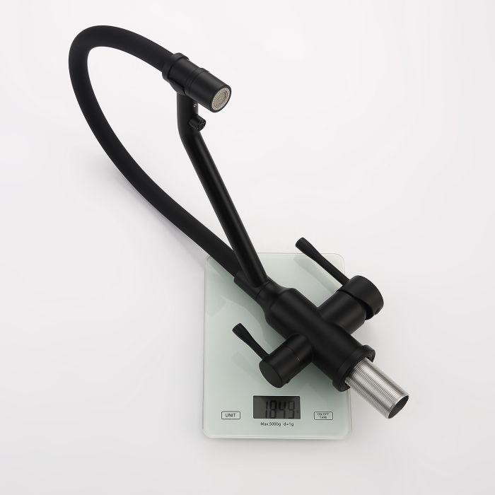 Смеситель для кухни со съемным изливом на магните и подключением фильтра питьевой воды Raglo черный R81.62.06