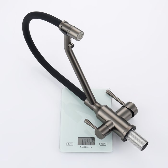 Смеситель для кухни со съемным изливом на магните и подключением фильтра питьевой воды Raglo графит R81.62.09