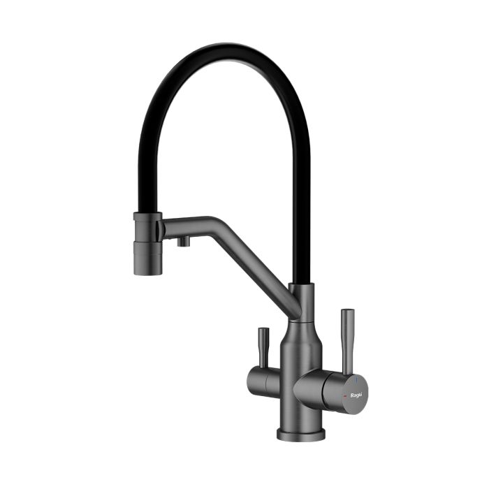 Смеситель для кухни со съемным изливом на магните и подключением фильтра питьевой воды Raglo графит R81.62.09