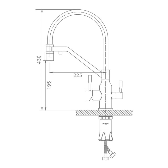 Смеситель для кухни со съемным изливом на магните и подключением фильтра питьевой воды Raglo графит R81.62.09