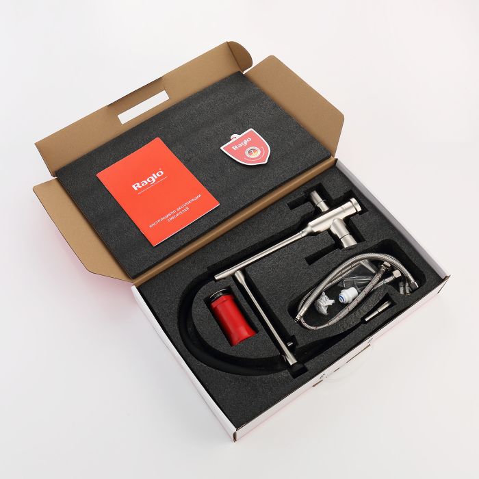 Смеситель для кухни со съемным изливом на магните и подключением фильтра питьевой воды Raglo сатин R81.63.05