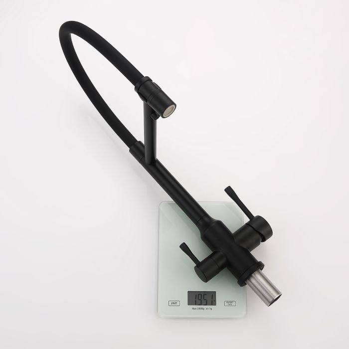 Смеситель для кухни со съемным изливом на магните и подключением фильтра питьевой воды Raglo черный R81.63.06