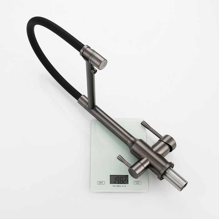 Смеситель для кухни со съемным изливом на магните и подключением фильтра питьевой воды Raglo графит R81.63.09