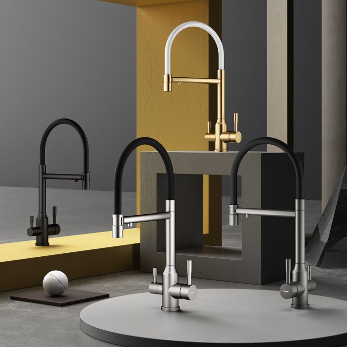 Смеситель для кухни со съемным изливом на магните и подключением фильтра питьевой воды Raglo графит R81.63.09