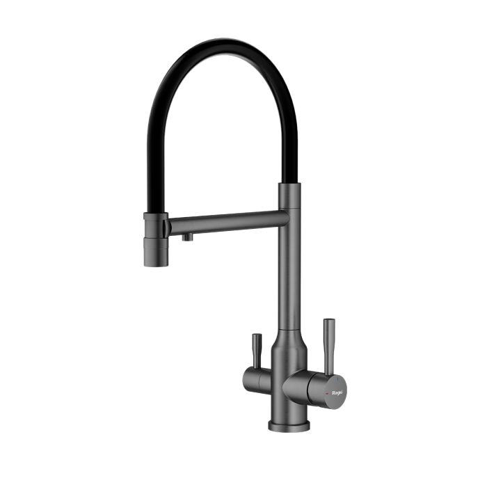 Смеситель для кухни со съемным изливом на магните и подключением фильтра питьевой воды Raglo графит R81.63.09
