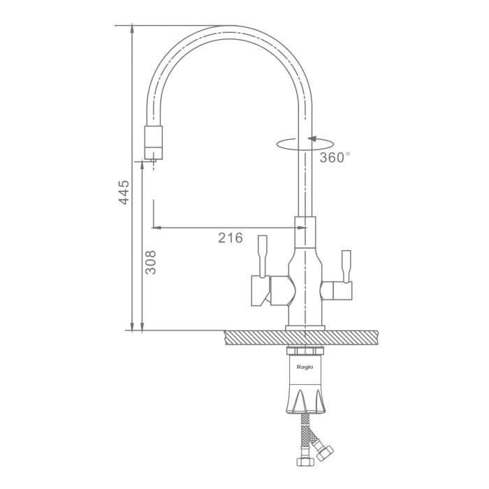 Смеситель для кухни с подключением к фильтру питьевой воды Raglo графит R81.64.09