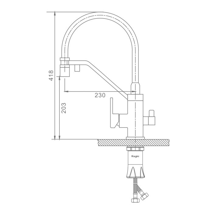 Смеситель для кухни с подключением к фильтру питьевой воды Raglo графит R85.62.09