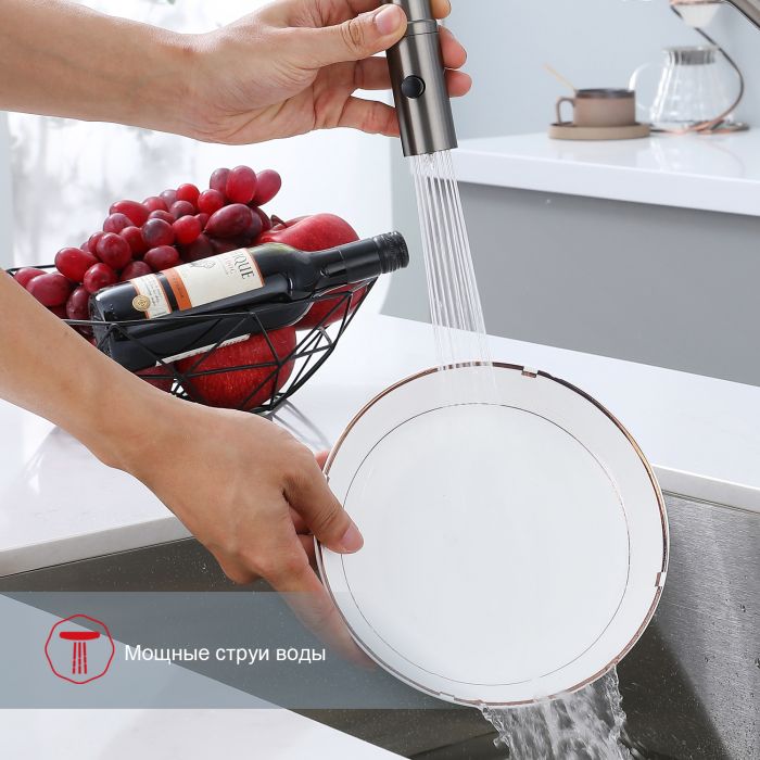 Смеситель для кухни со съемным изливом на магните Raglo графит R86.41.09