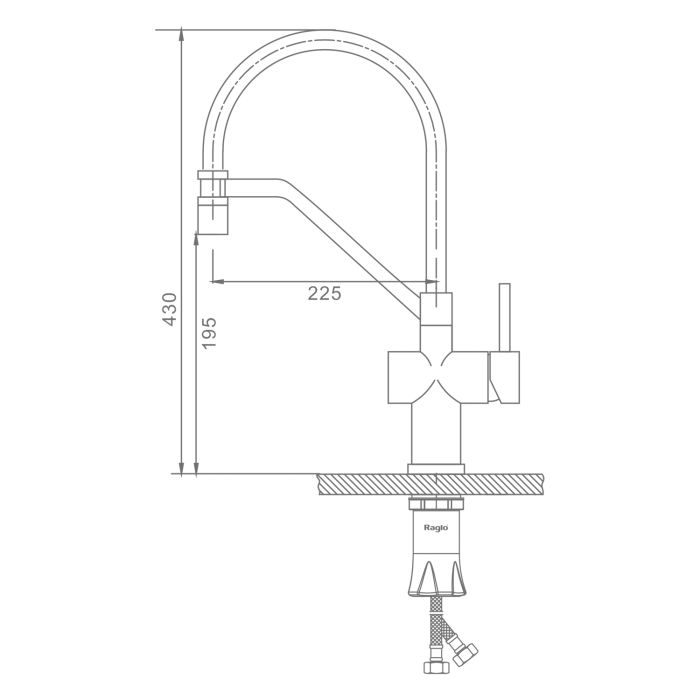Смеситель для кухни со съемным изливом на магните Raglo графит R86.41.09