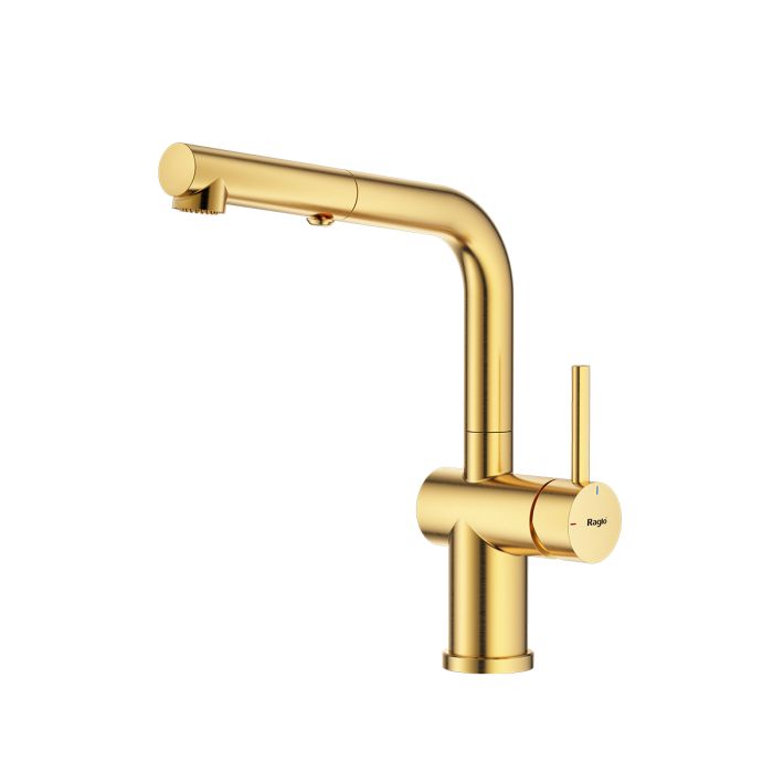 Смеситель для кухни с выдвижным изливом Raglo сатин золото R86.49.03