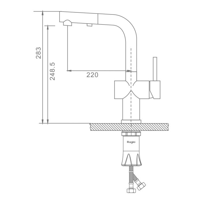 Смеситель для кухни с выдвижным изливом Raglo сатин золото R86.49.03