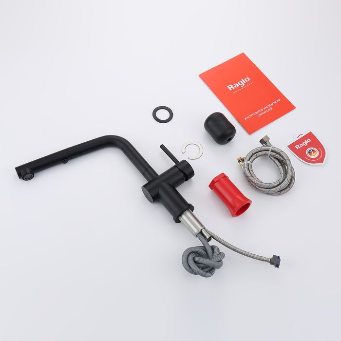 Смеситель для кухни с выдвижным изливом Raglo черный R86.49.06