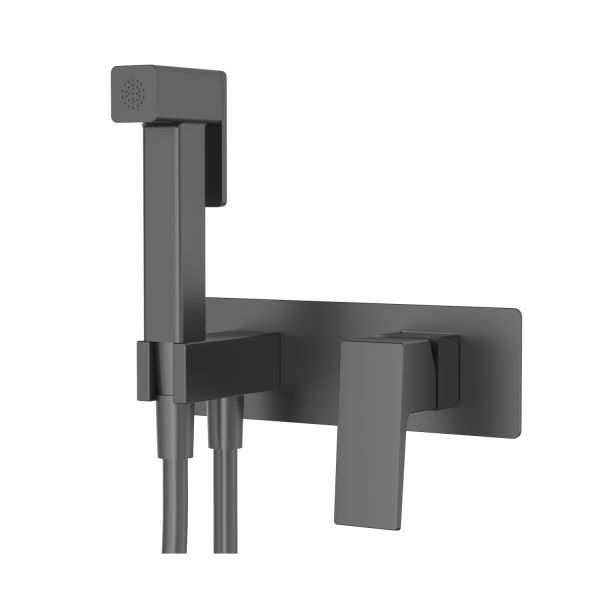 Смеситель с гигиеническим душем встраиваемый Splenka графит S01.52.09