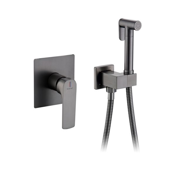 Смеситель с гигиеническим душем встраиваемый Splenka графит S30.53.09