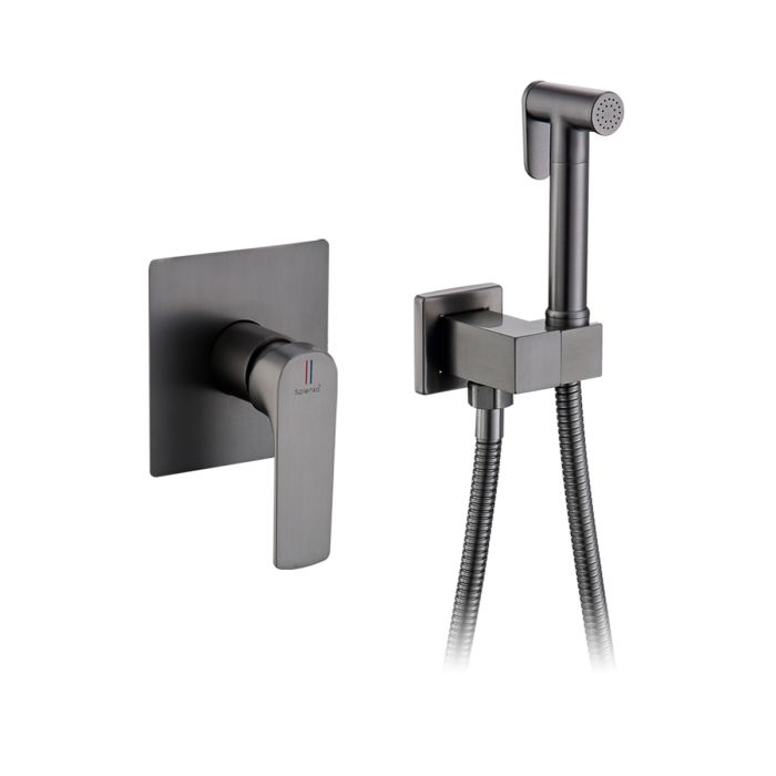Смеситель с гигиеническим душем встраиваемый Splenka графит S30.53.09
