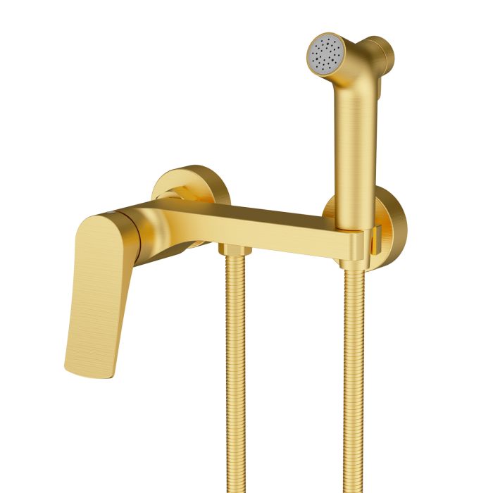 Смеситель с гигиеническим душем Splenka золотой сатин S54.51.03