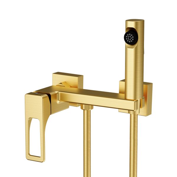 Смеситель с гигиеническим душем Splenka золотой сатин S55.51.03