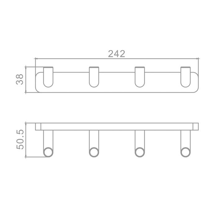 Вешалка 4 крючка Raglo оружейная сталь R320.054.09