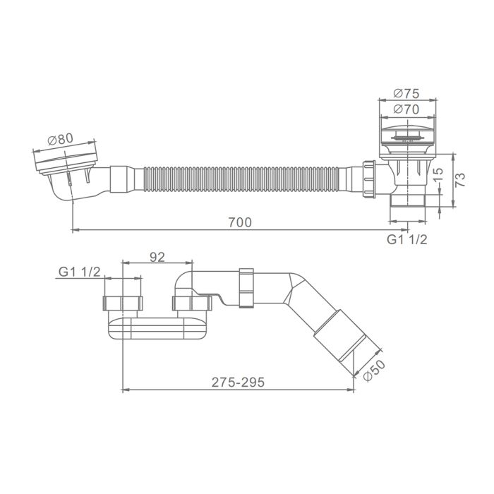 Сифон для ванны автомат Raglo матовая медь R600.31.33