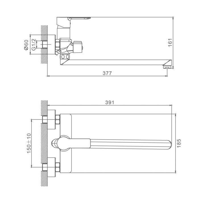 Смеситель для ванны Splenka хром S06.22