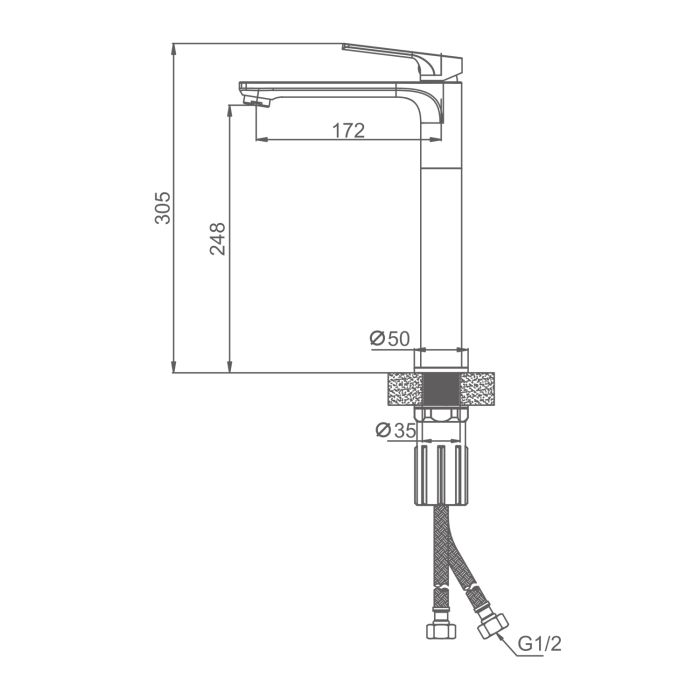 Смеситель для раковины высокий Splenka хром S30.15