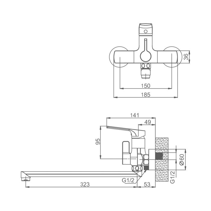 Смеситель для ванны Splenka хром S30.22