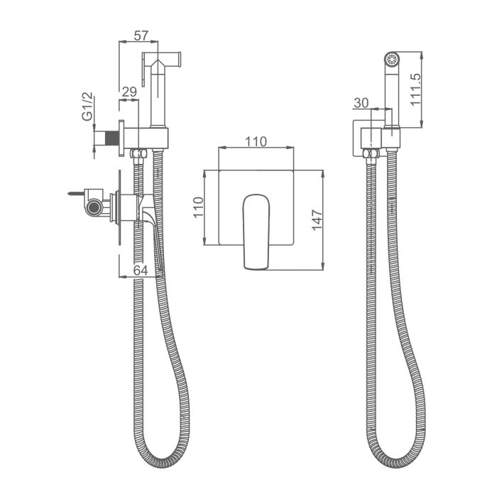 Смеситель с гигиеническим душем встраиваемый Splenka сатин золото S30.53.03