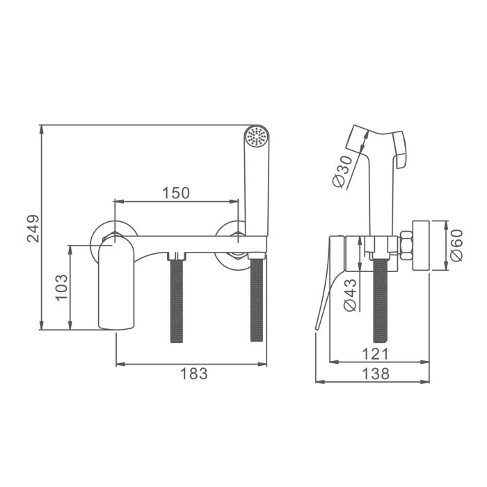 Смеситель с гигиеническим душем Splenka оружейная сталь S54.51.09